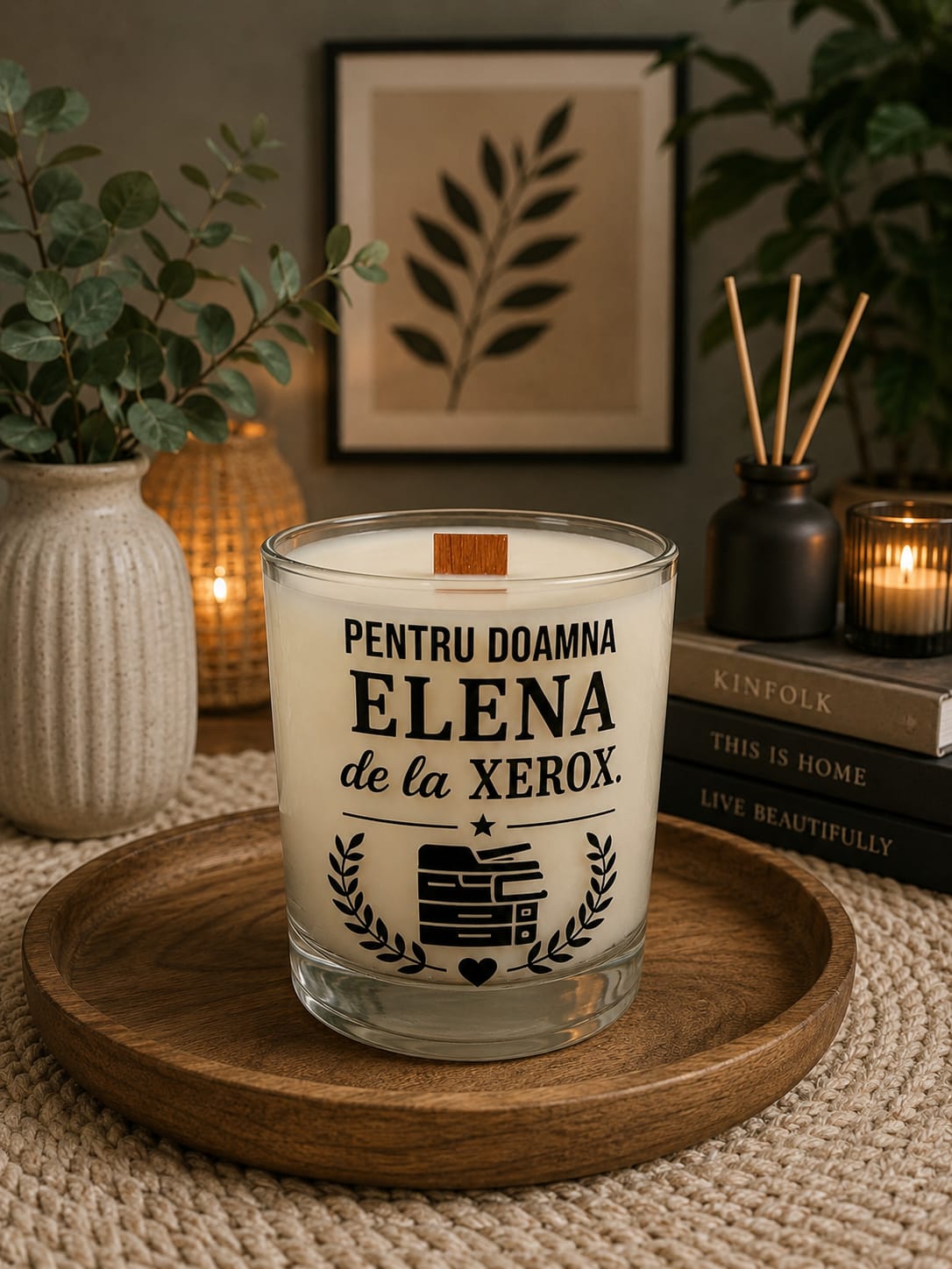 Lumânare personalizată Pentru doamna Elena de la Xerox