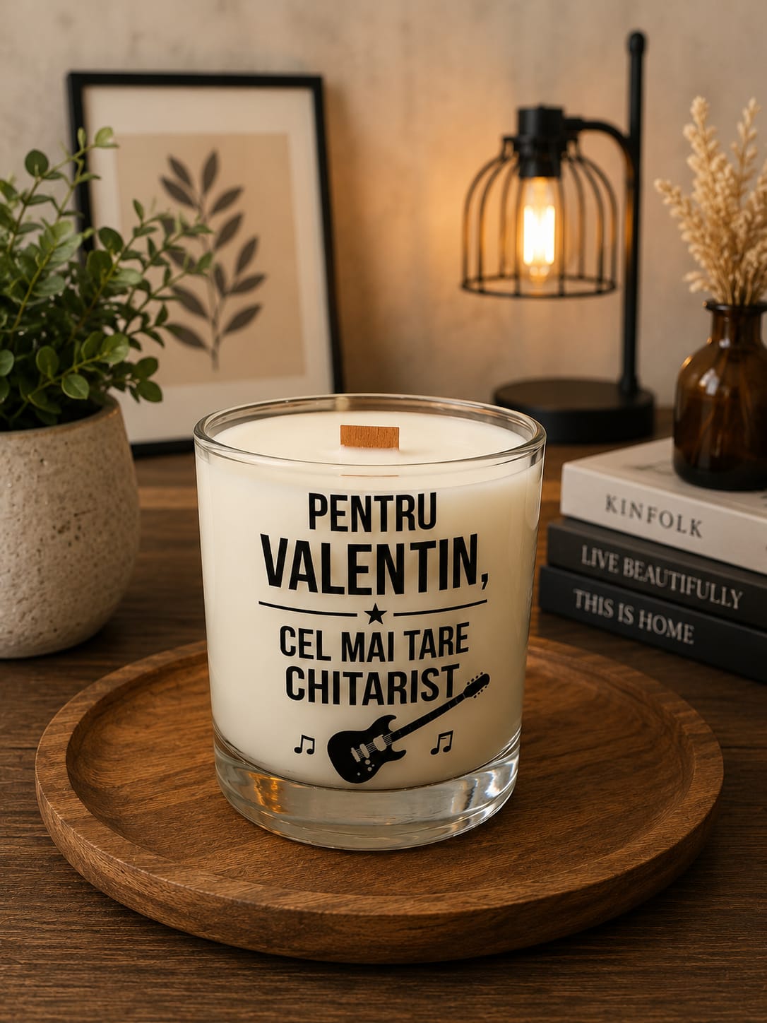 Lumânare personalizată Pentru Valentin — cel mai tare chitarist